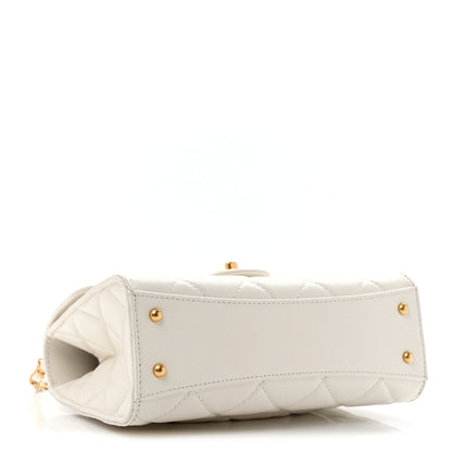 Chanel Shiny Caviar Quilted Small Top Handle Flap White 4 of 14
