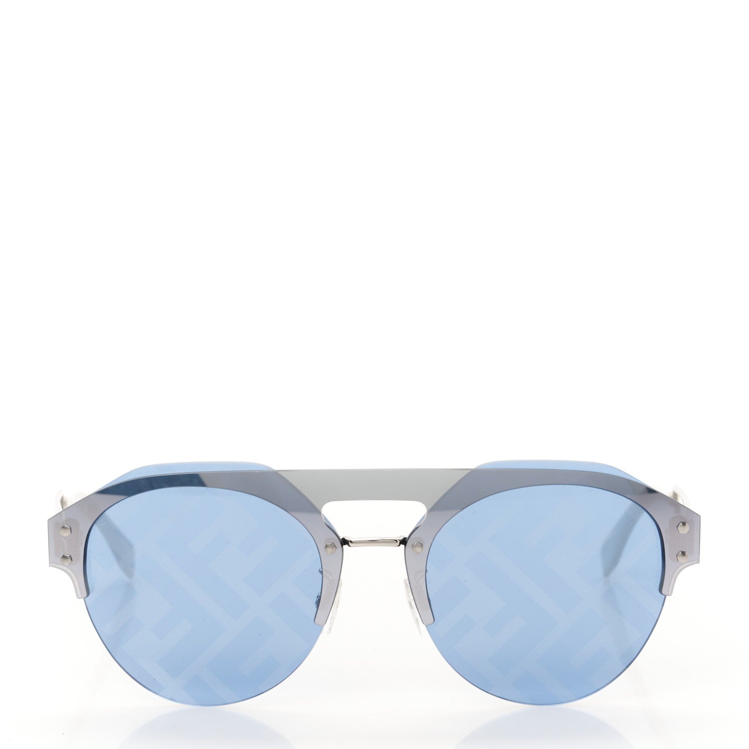 Fendi Metal Acetate The Technicolor FF Aviator Sunglasses FE40027U Blue Silver 2 of 8