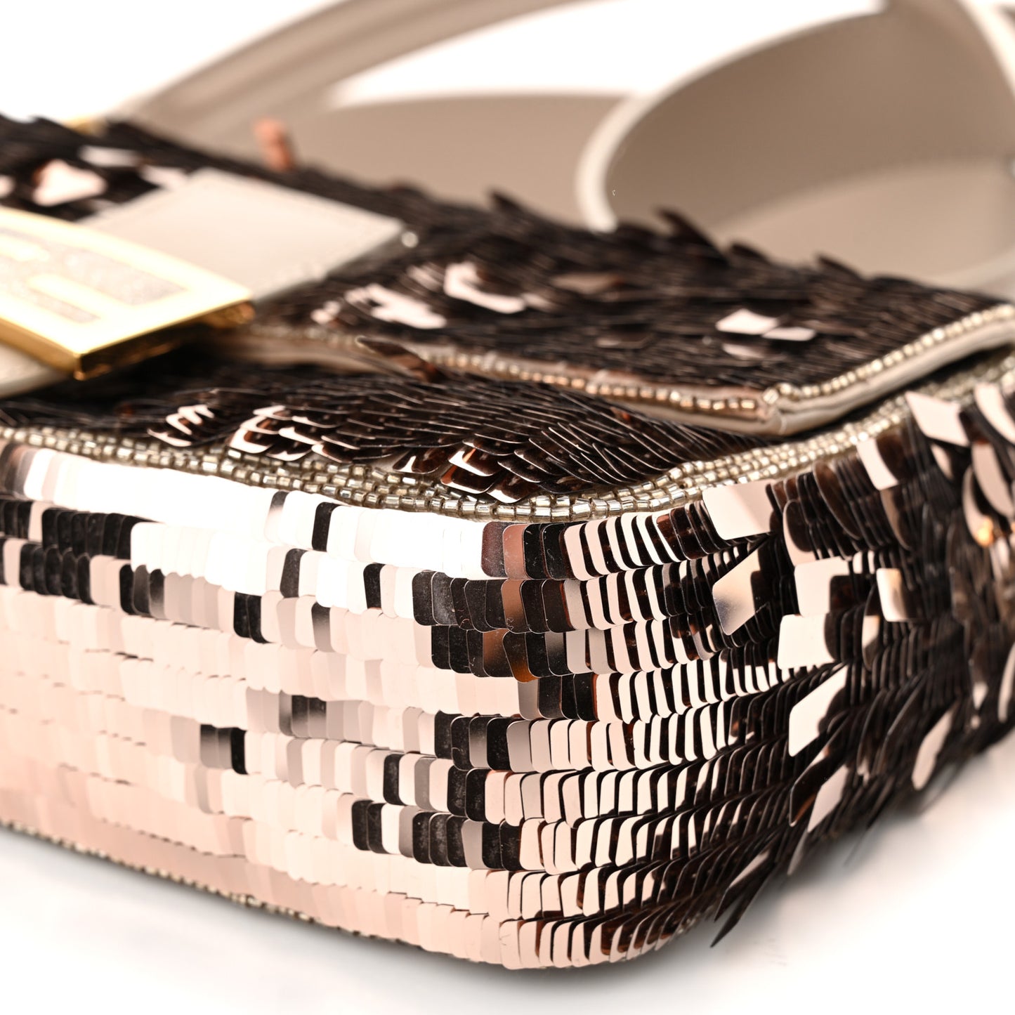 Sequin Paillettes Vitello Grace Sex and the City Baguette Tortora