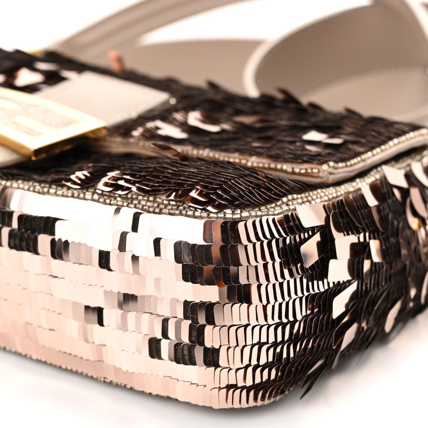 Fendi Sequin Paillettes Vitello Grace Sex and the City Baguette Tortora 10 of 21