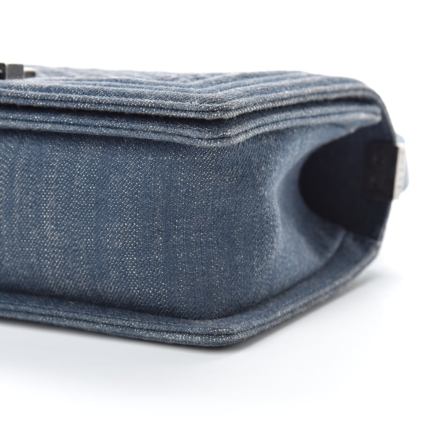 Denim Embossed Medium Boy Flap Blue