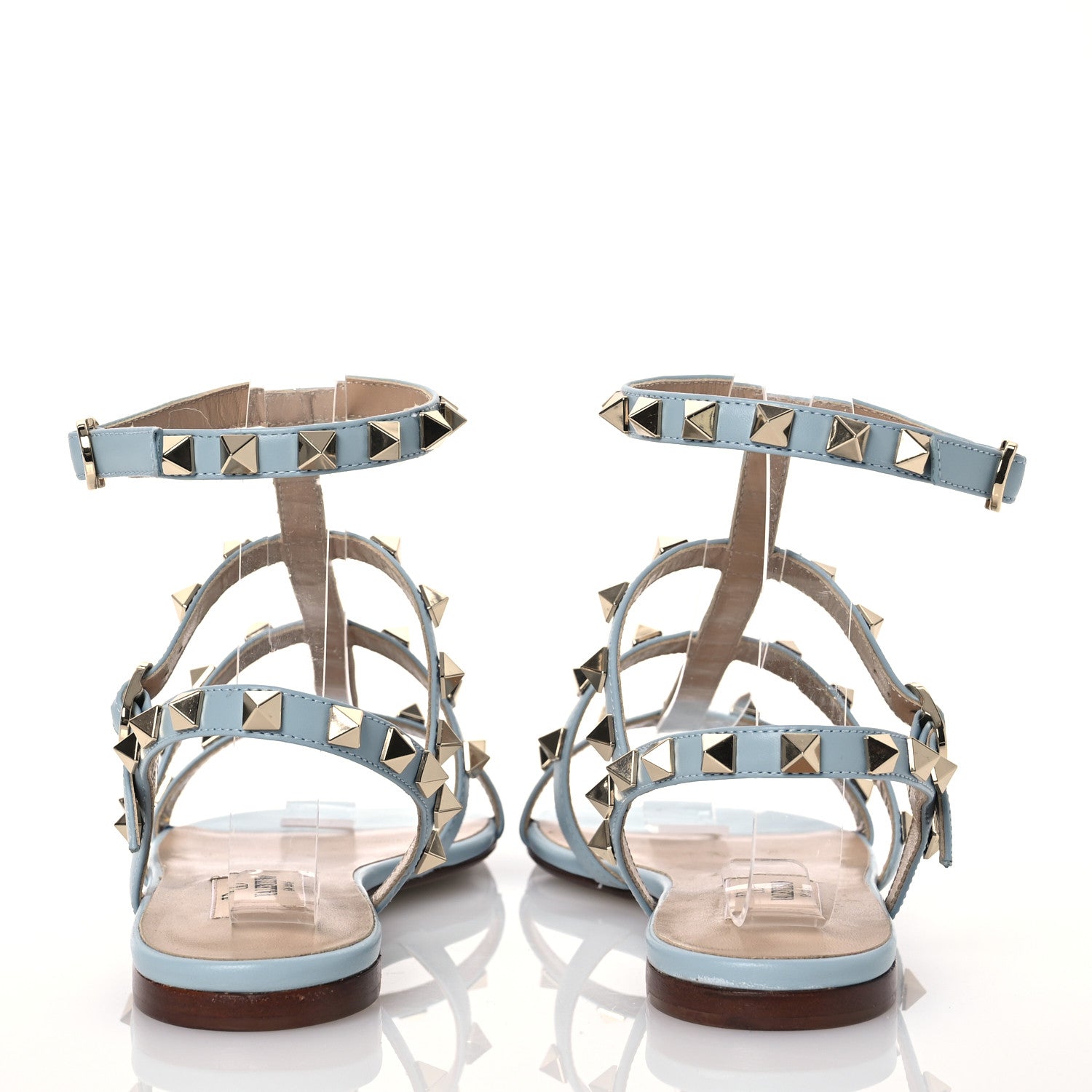 Valentino Garavani Calfskin Rockstud Gladiator Flat Sandals 36 Angel 5 of 11