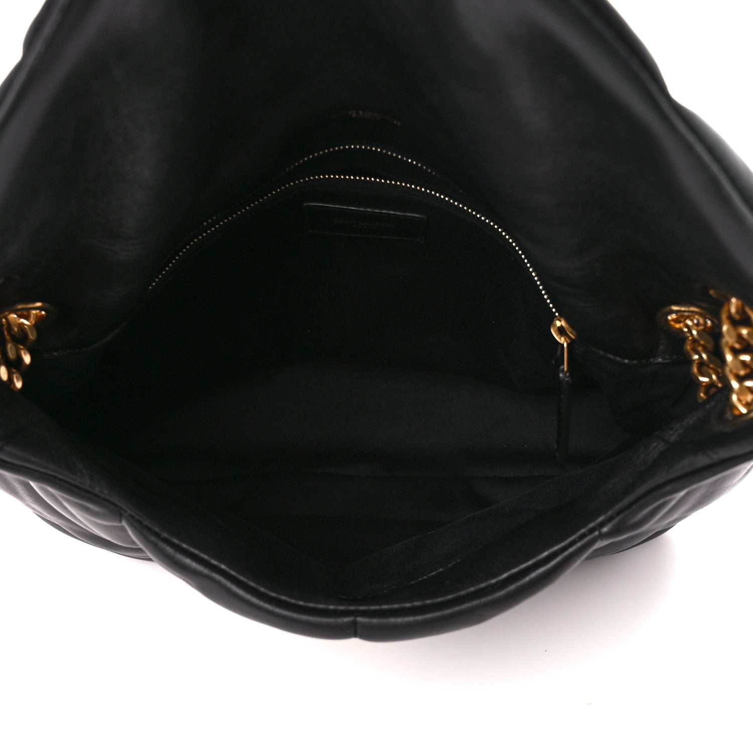 Saint Laurent Lambskin Quilted Medium Loulou Puffer Monogram Chain Satchel Black 5 of 12