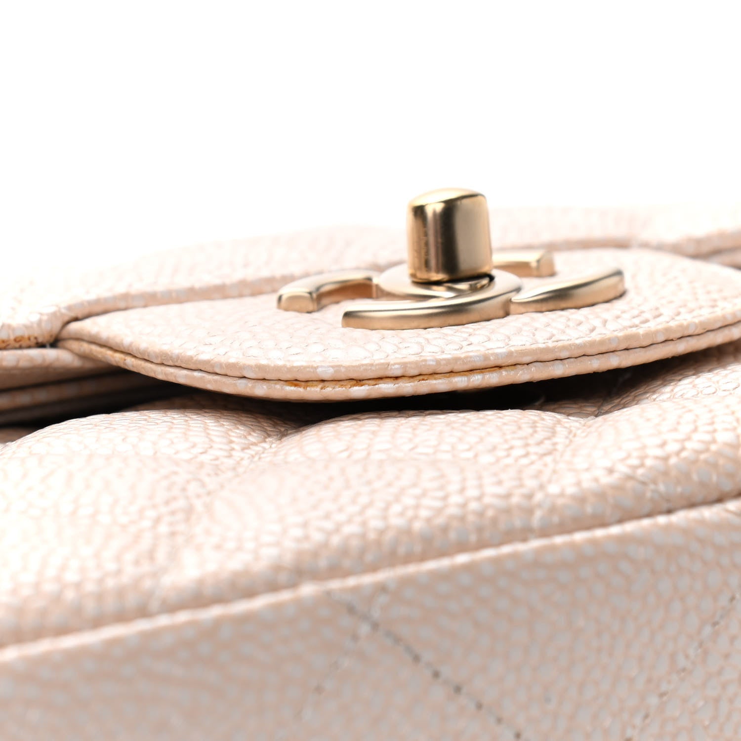 Chanel Iridescent Caviar Quilted Jumbo Double Flap Beige 13 of 18