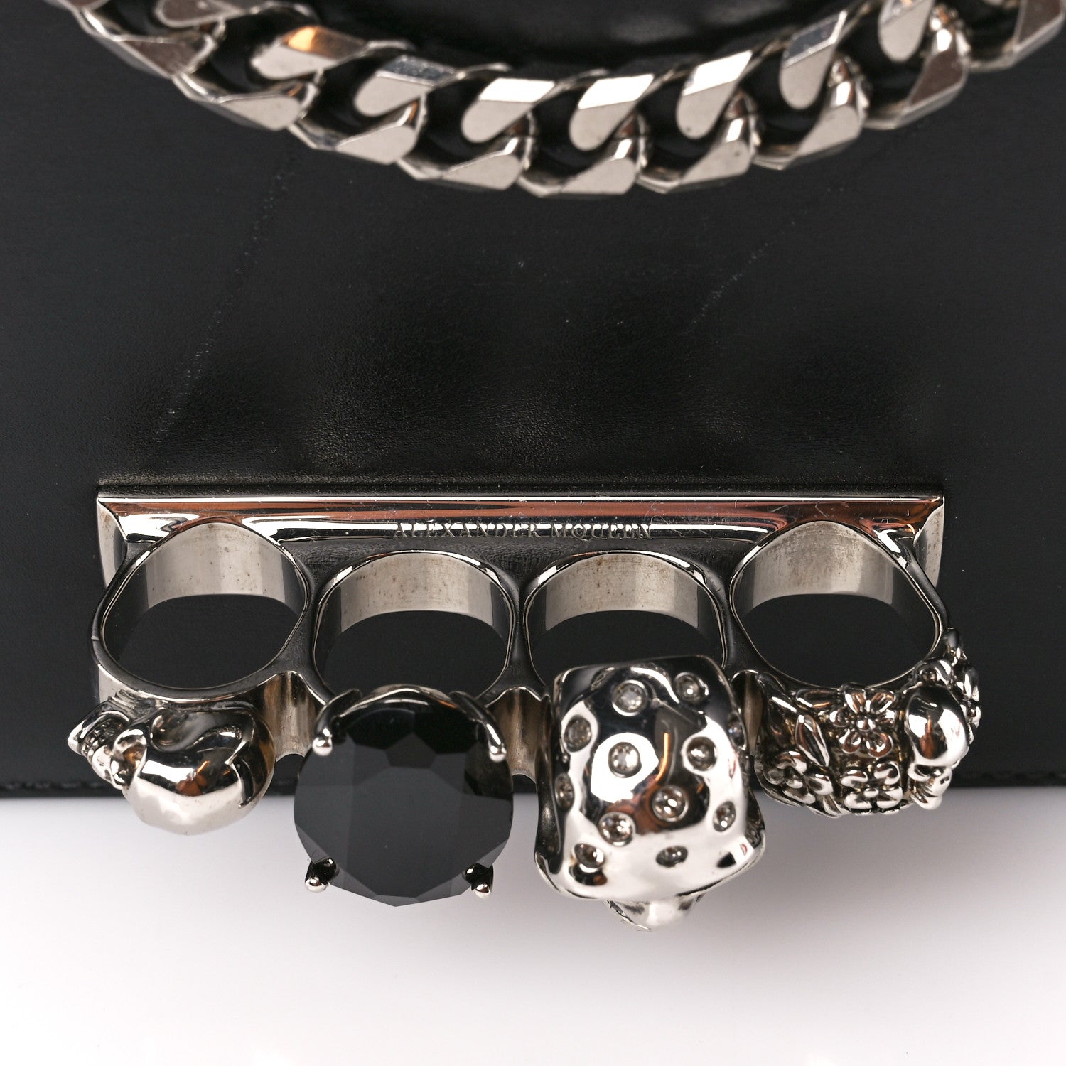 Alexander McQueen Calfskin Knuckle Shoulder Bag Black 9 of 14