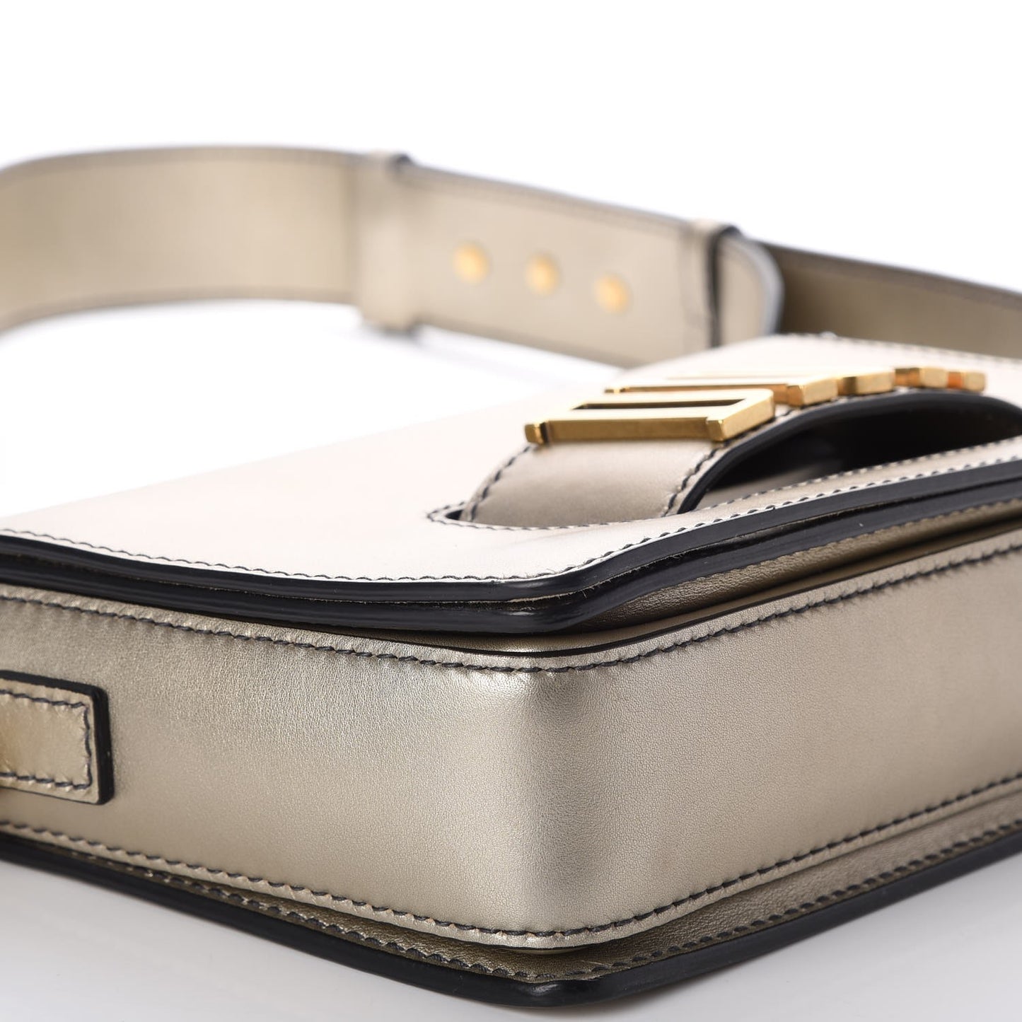 Metallic Smooth Calfskin Dio(r)evolution Flap Bag Gold