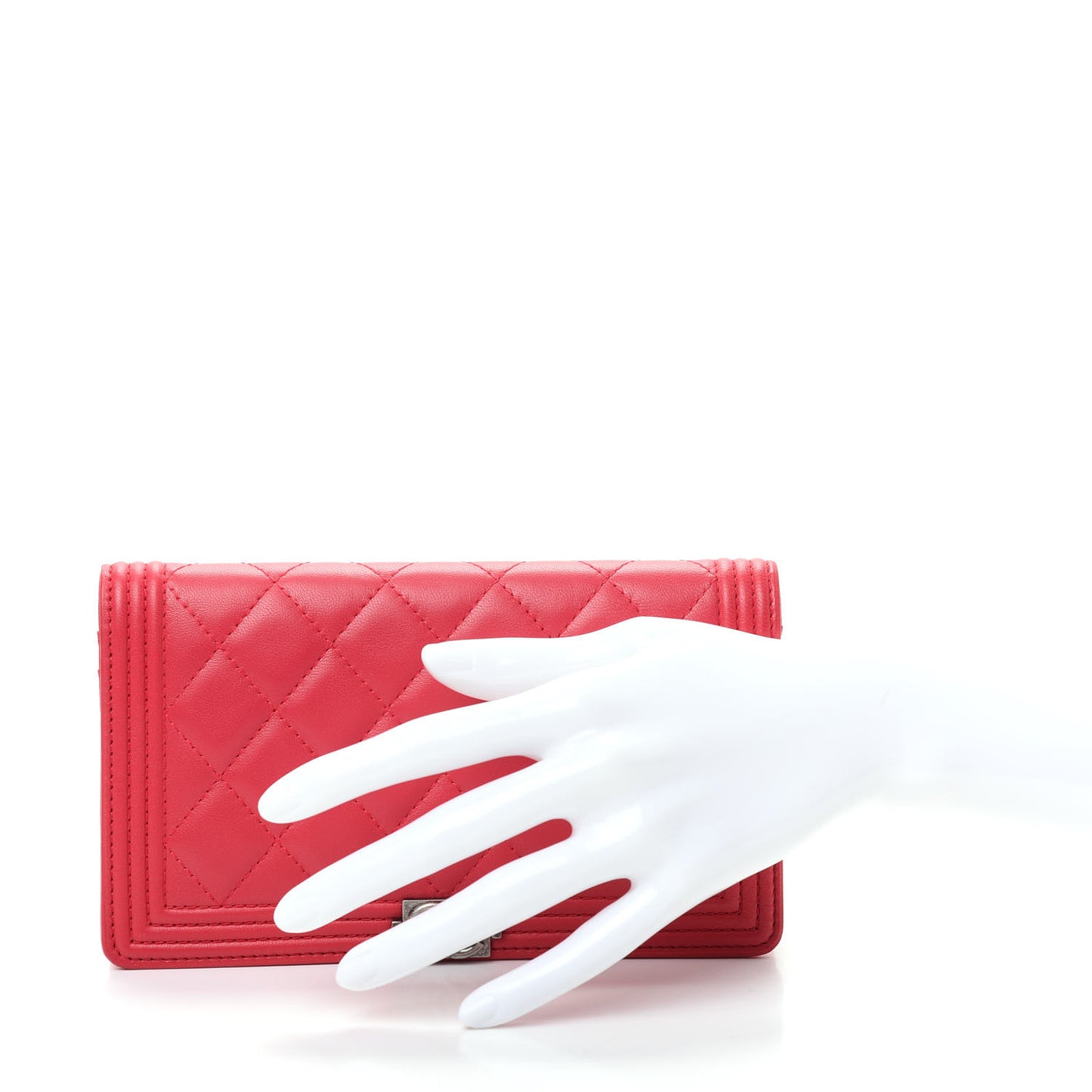 Lambskin Quilted Boy Yen Wallet Pink