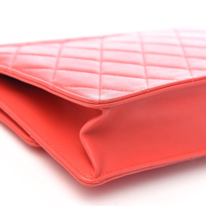Chanel Lambskin Quilted Large Pearl Chain Flap Bag Red 11 of 12