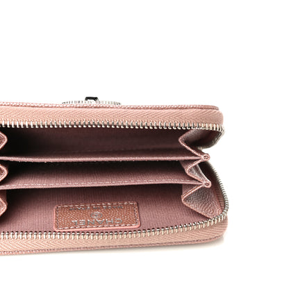 Chanel Metallic Caviar Chevron Quilted Vintage Mademoiselle Zip Coin Purse Pink 5 of 11