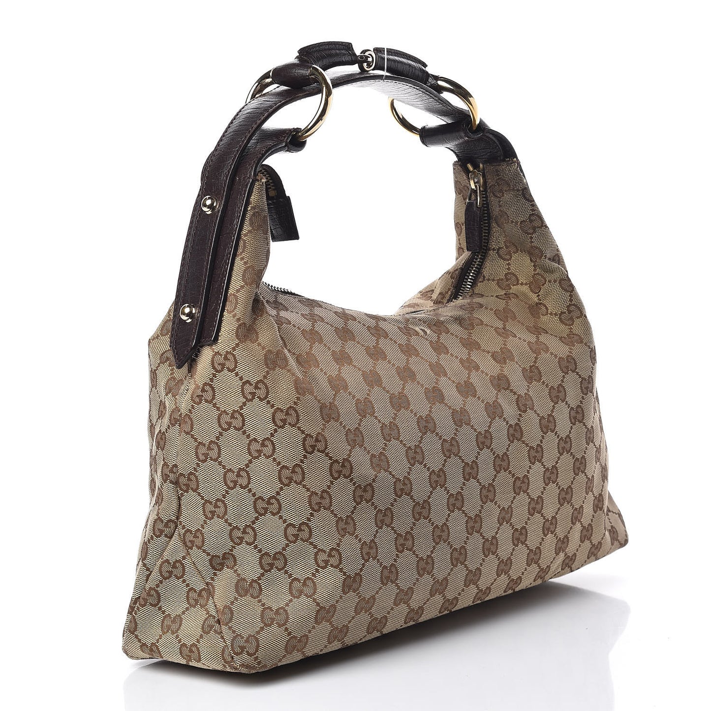Monogram Medium Horsebit Chain Hobo Dark Brown