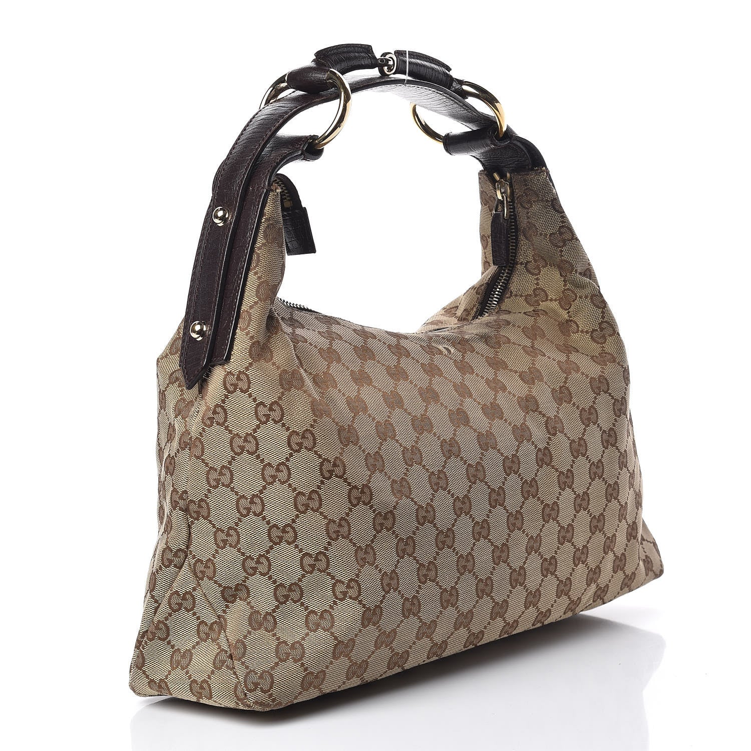 Gucci Monogram Medium Horsebit Chain Hobo Dark Brown 3 of 15