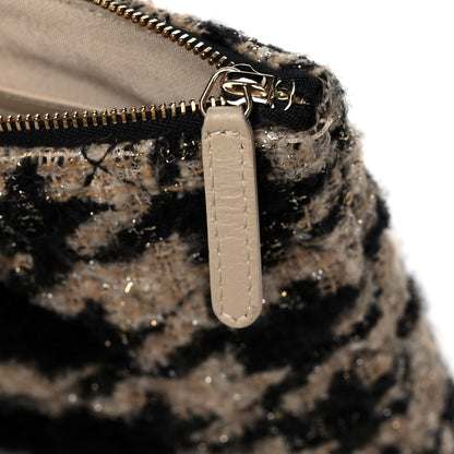 Chanel Tweed Shearling Quilted Chanel Cosmetic Pouch Beige Black 11 of 13