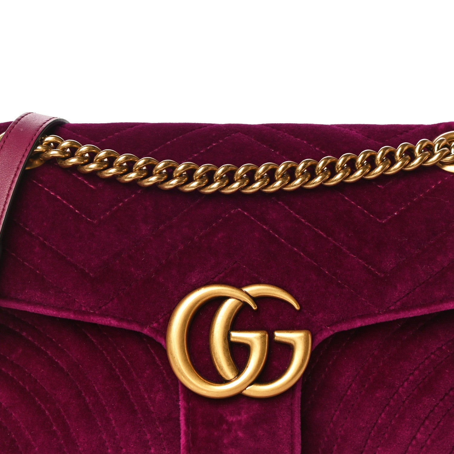 Gucci Velvet Matelasse Small GG Marmont Shoulder Bag Fuchsia Violet Cyclamen 9 of 12