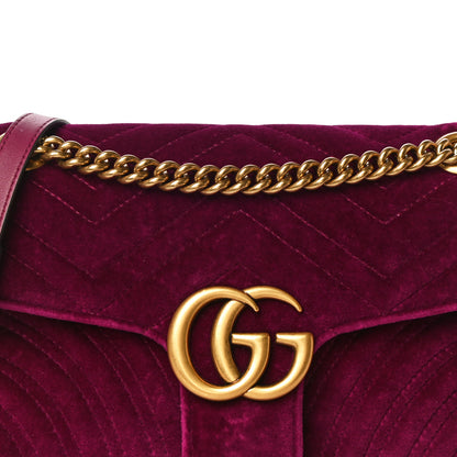 Gucci Velvet Matelasse Small GG Marmont Shoulder Bag Fuchsia Violet Cyclamen 9 of 12