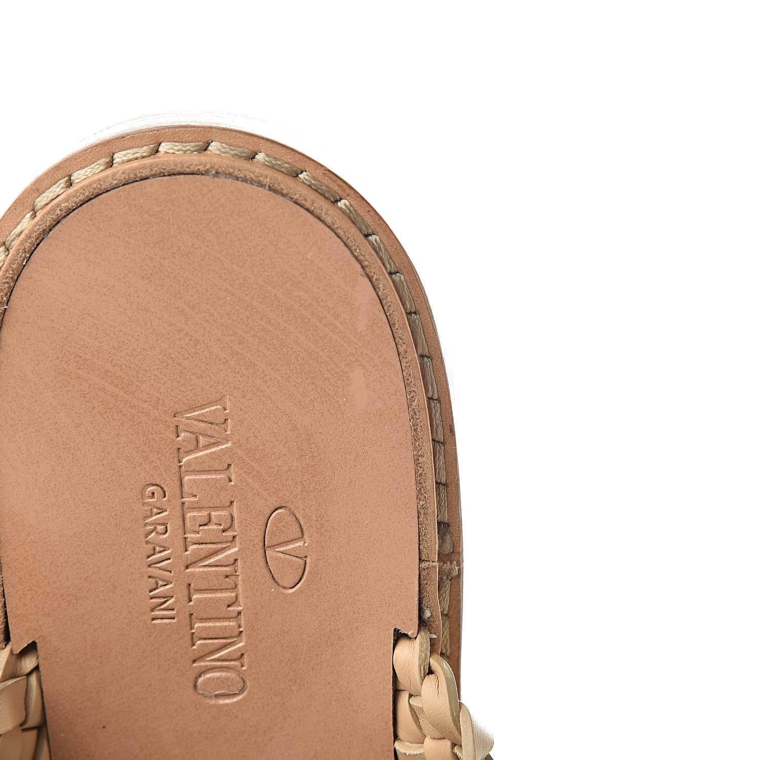 Valentino Garavani Nappa Flower Braid Flat Sandals 37.5 Naturale 9 of 10