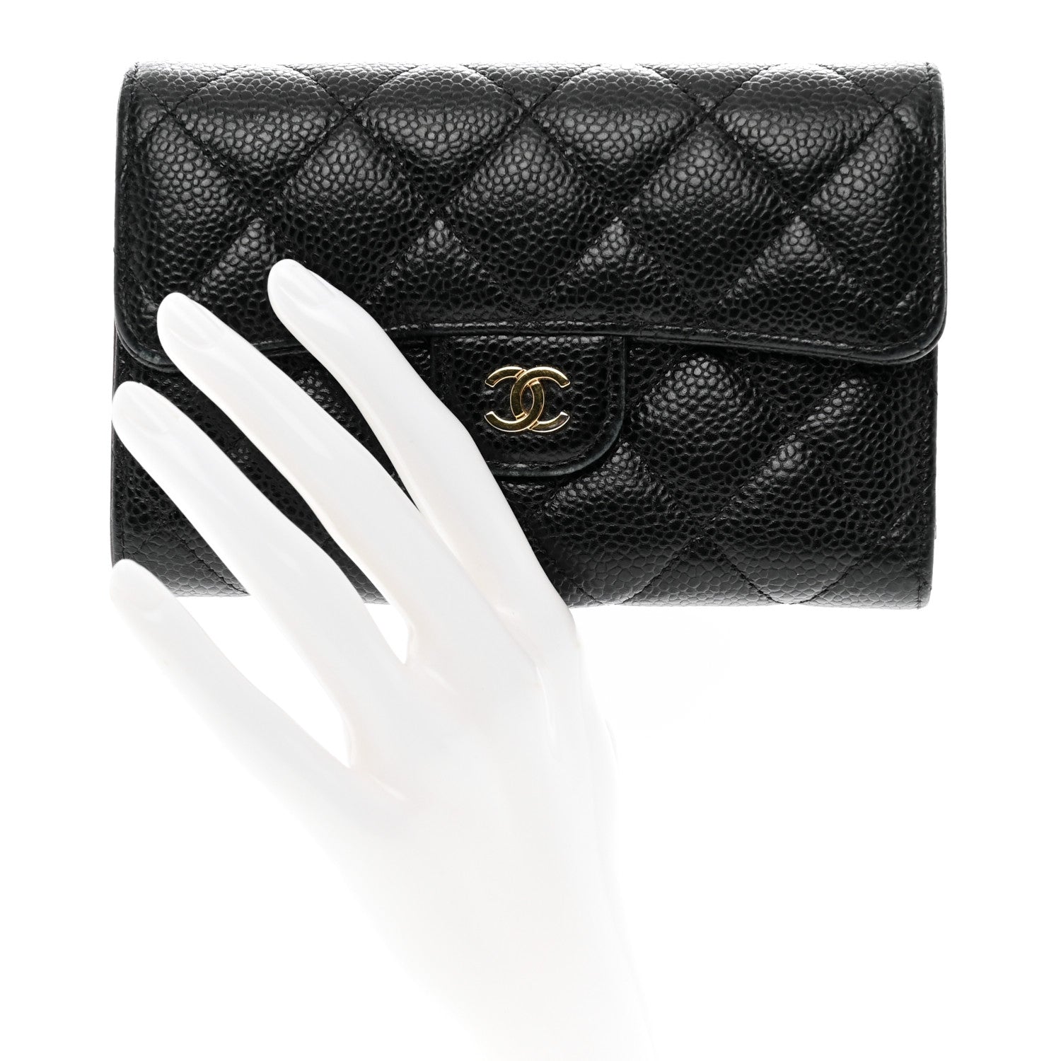 Chanel Caviar Quilted Medium Flap Wallet Black 2 of 10