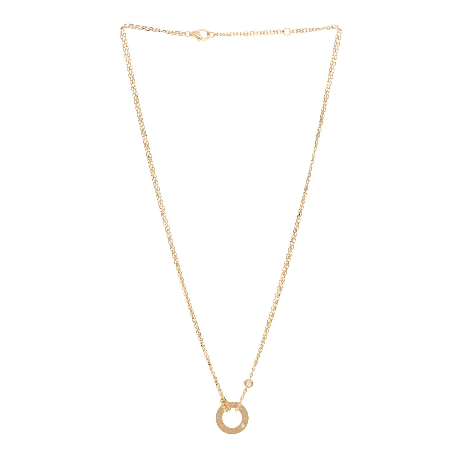 Cartier 18K Yellow Gold 2 Diamond LOVE Necklace 3 of 5