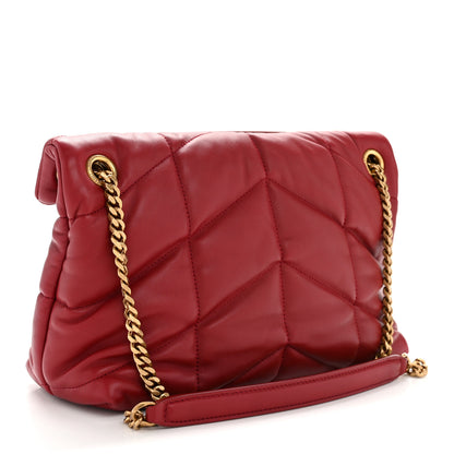 Saint Laurent Lambskin Quilted Small Loulou Puffer Monogram Chain Satchel Opyum Red 3 of 11