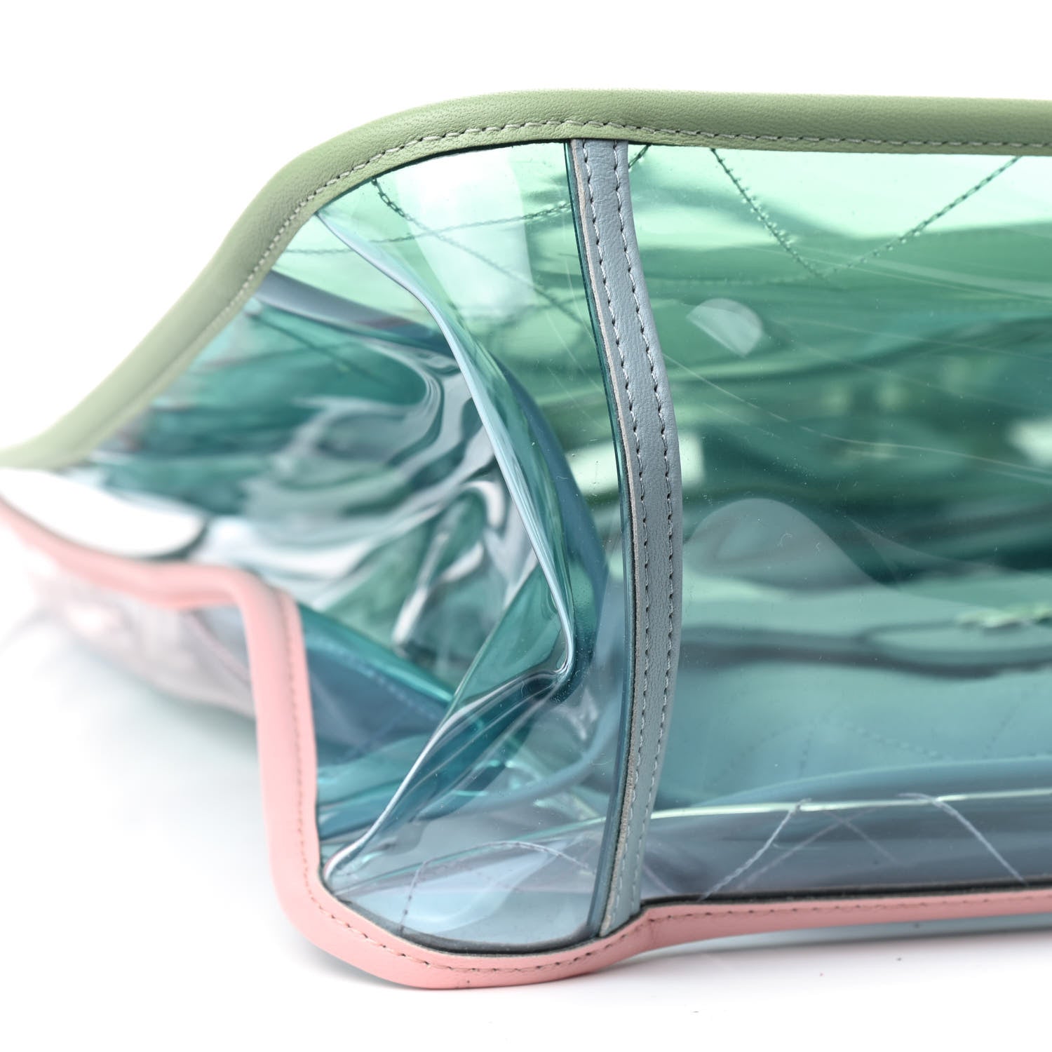 Chanel Lambskin PVC Quilted Large Coco Splash Shopping Bag Blue Green 5 of 8