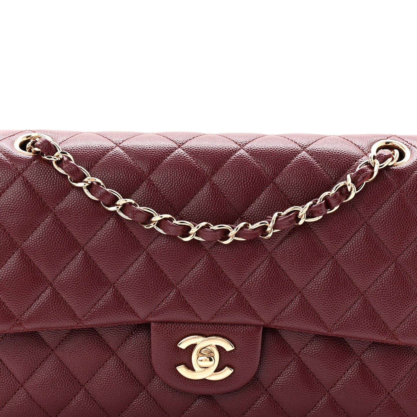 Caviar Quilted Medium Double Flap Burgundy