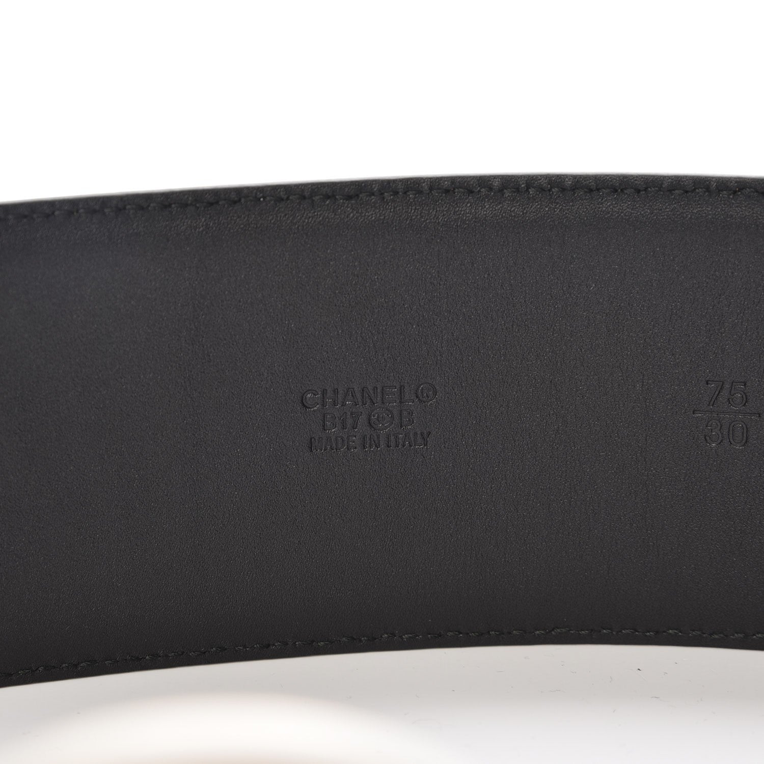 Chanel Calfskin Resin Gabrielle CC Logo Belt 75 Black White 7 of 9