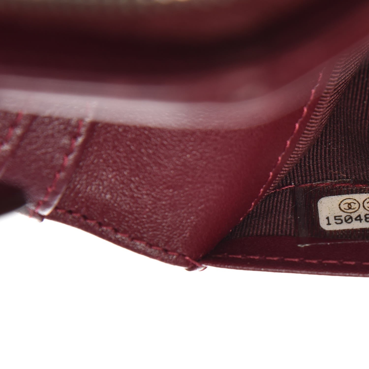 Chanel Patent Quilted Zip Pocket Wallet Burgundy 8 of 9
