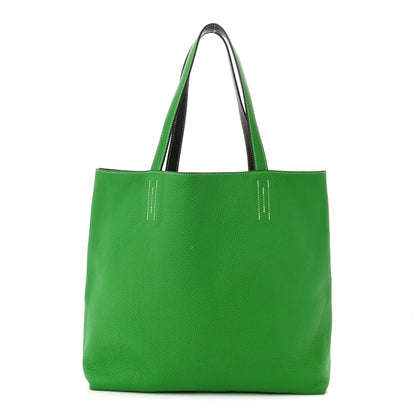 Hermes Taurillon Clemence Double Sens 36 Reversible Tote Vert De Gris Bamboo 3 of 17