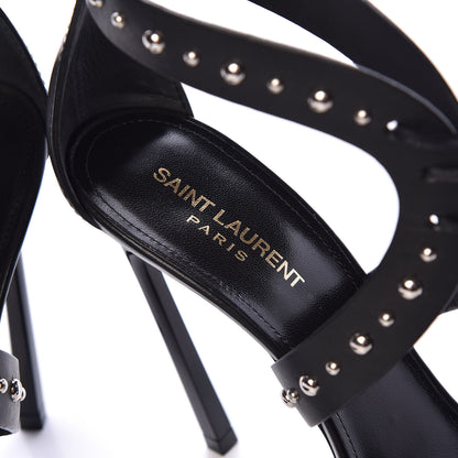 Saint Laurent Calfskin Studded Iris Sandal Pumps 40 Black 5 of 9