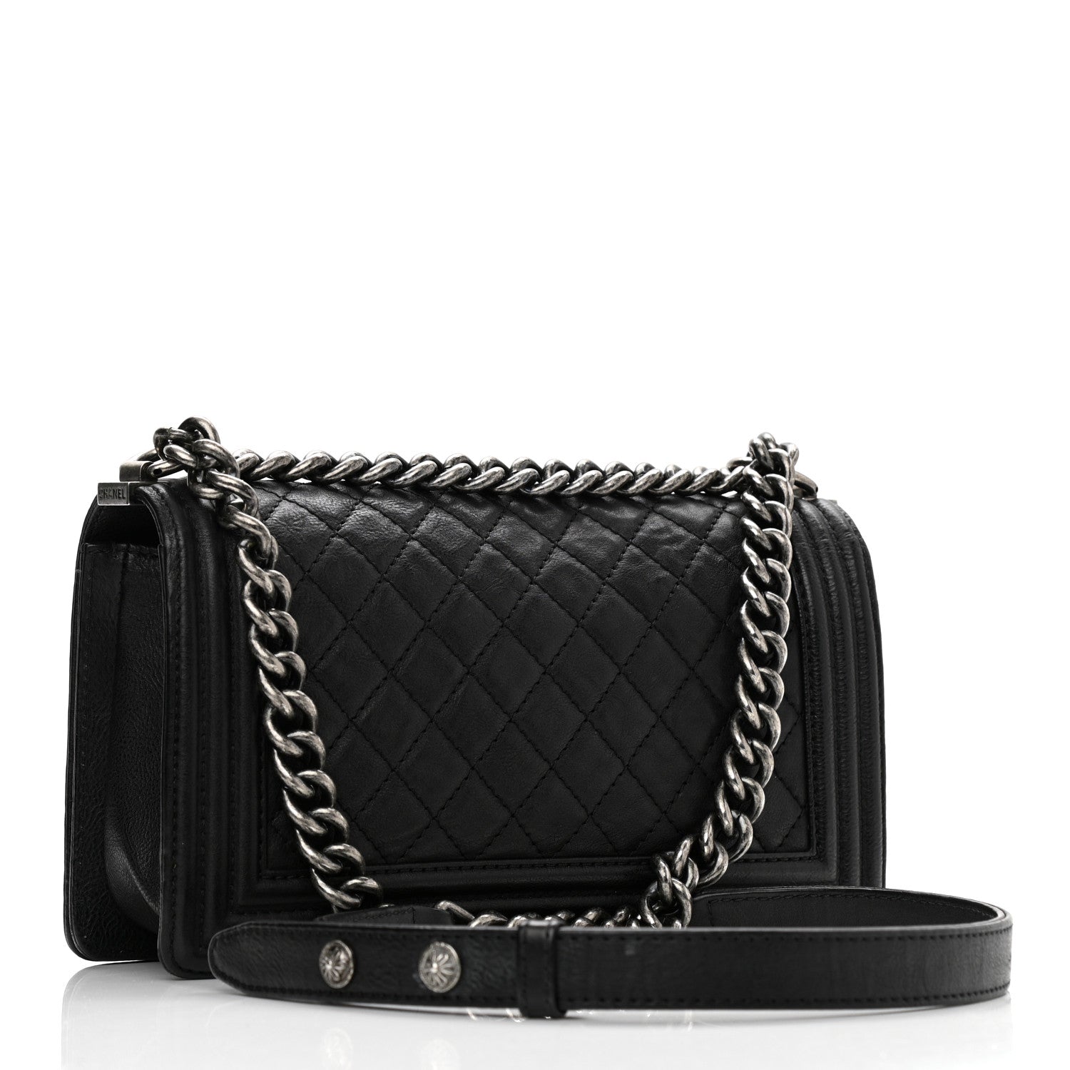 Chanel Calfskin Quilted Metal Embellished Paris Dallas Medium Boy Flap Black 2 of 9