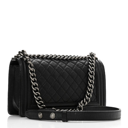Chanel Calfskin Quilted Metal Embellished Paris Dallas Medium Boy Flap Black 2 of 9
