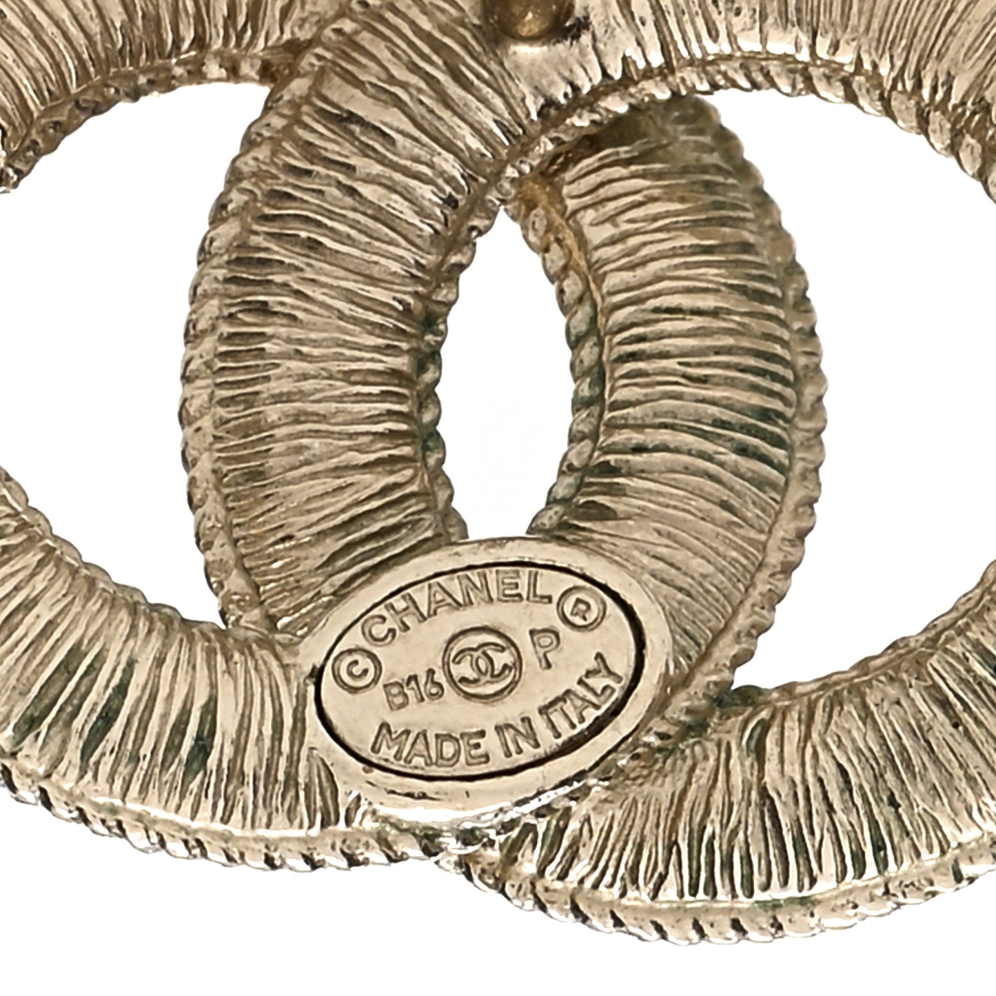 Pearl Textured CC Earrings Gold