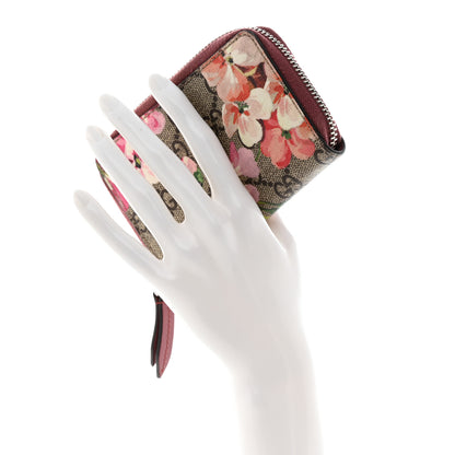 Gucci GG Supreme Monogram Blooms Zip Around Card Case Wallet Beige Multicolor Dry Rose 2 of 6