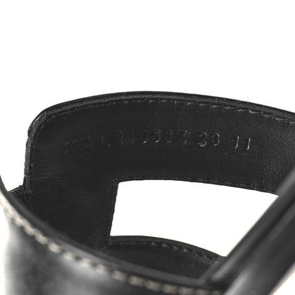 Hermes Box Calfskin Oran Sandals 37 Black 6 of 8
