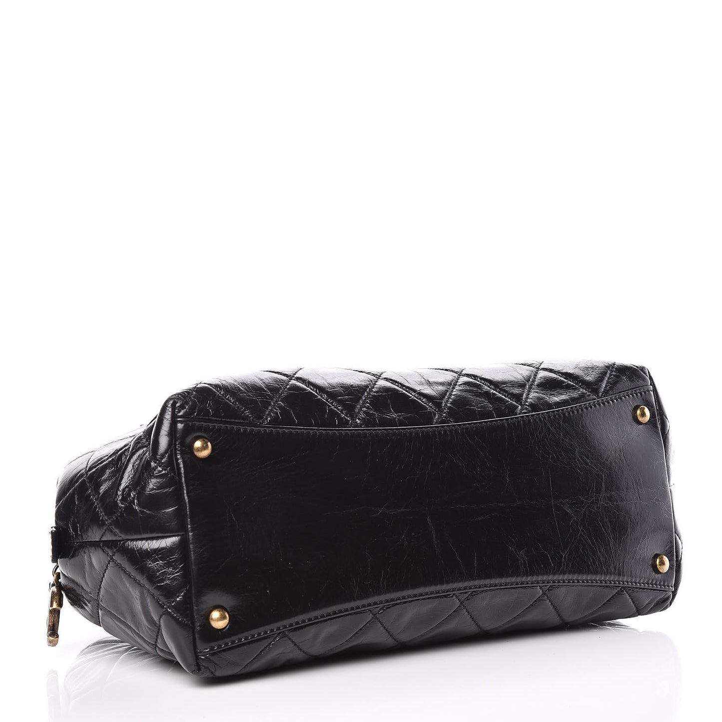 Glazed Calfskin Castle Rock Bowling Bag Black