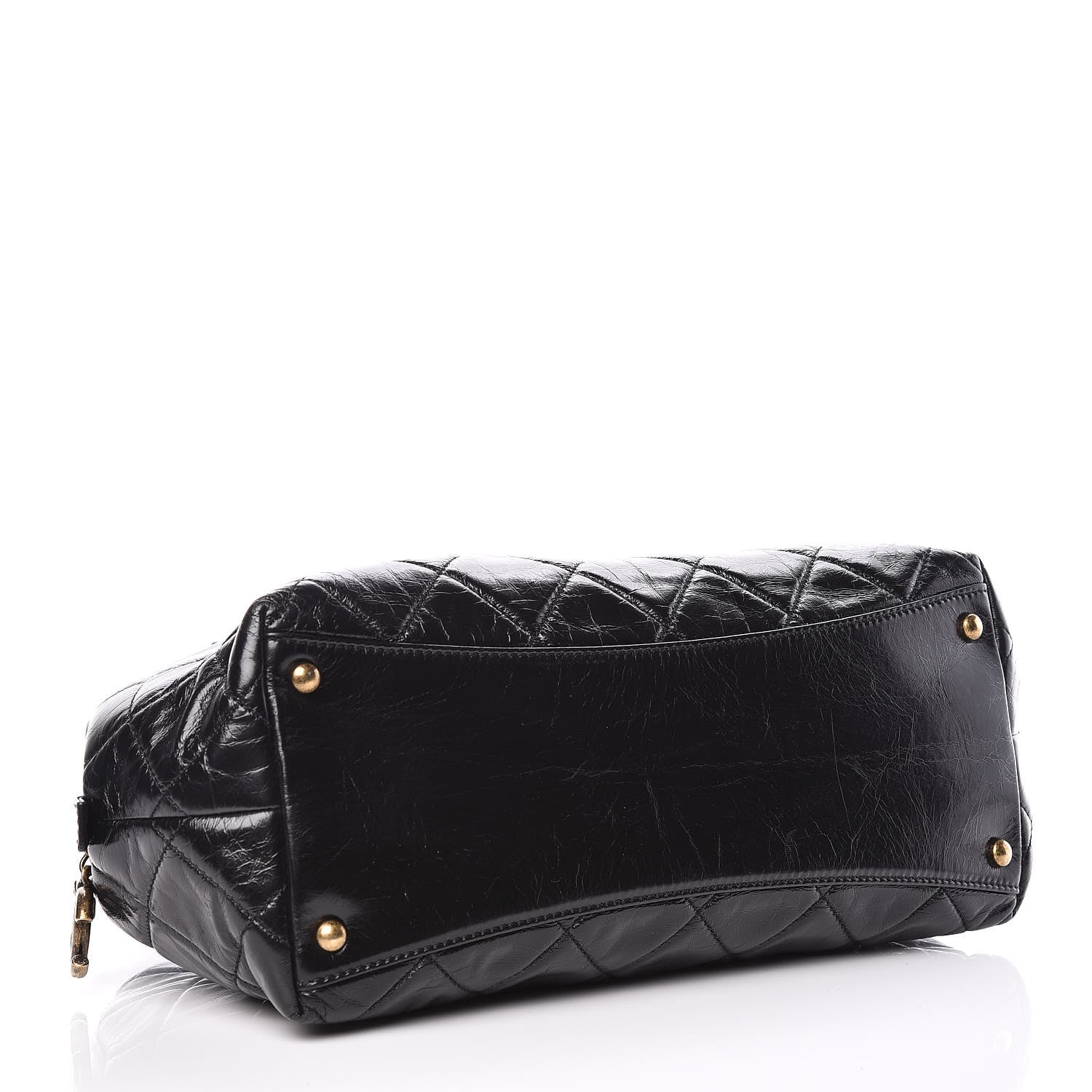 Chanel Glazed Calfskin Castle Rock Bowling Bag Black 4 of 9
