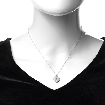 Tiffany 18K White Gold Platinum Diamond Medium Heart Lock Pendant Necklace 2 of 5