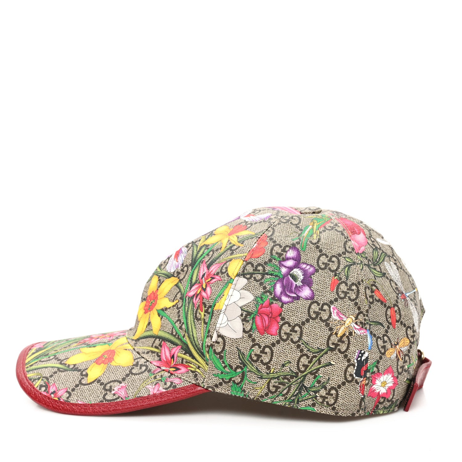 Gucci GG Supreme Flora Claudia Baseball Hat 57 M  Red 4 of 10