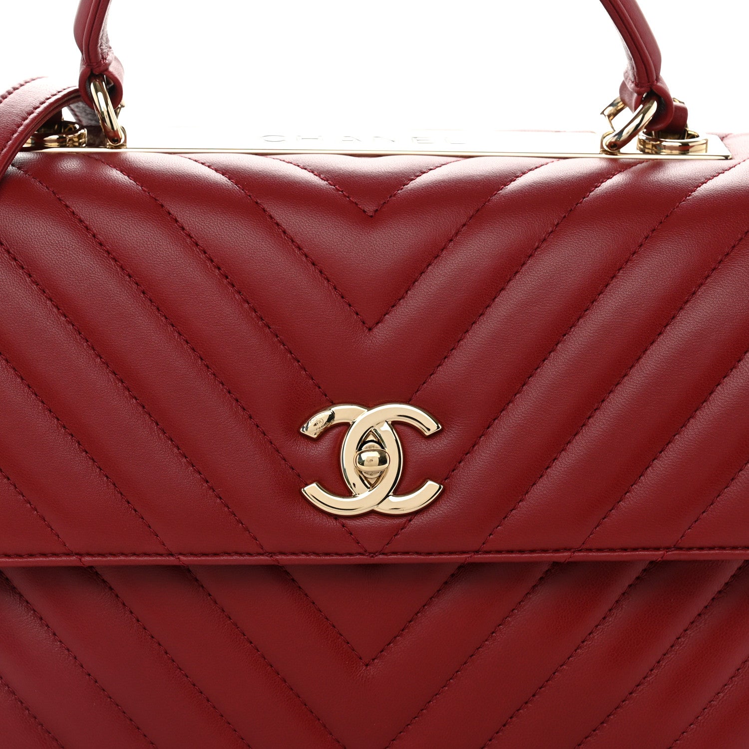 Chanel Lambskin Chevron Quilted Medium Trendy CC Dual Handle Flap Bag Red 7 of 9