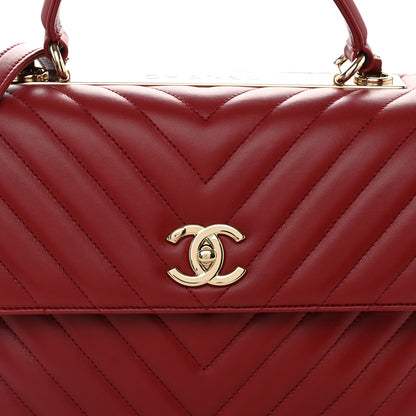 Chanel Lambskin Chevron Quilted Medium Trendy CC Dual Handle Flap Bag Red 7 of 9