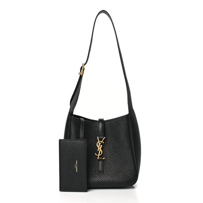 Saint Laurent Grained Calfskin Baby Le 5 A 7 Supple Hobo Black 3 of 11