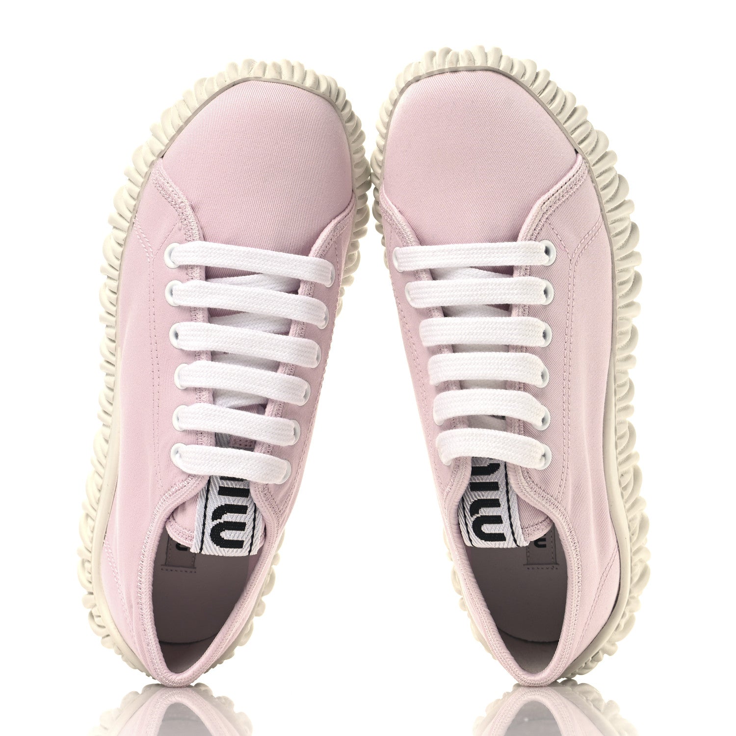Miu Miu Gabardine Low Top Matelasse Sneakers 35.5 Alabastro 2 of 9