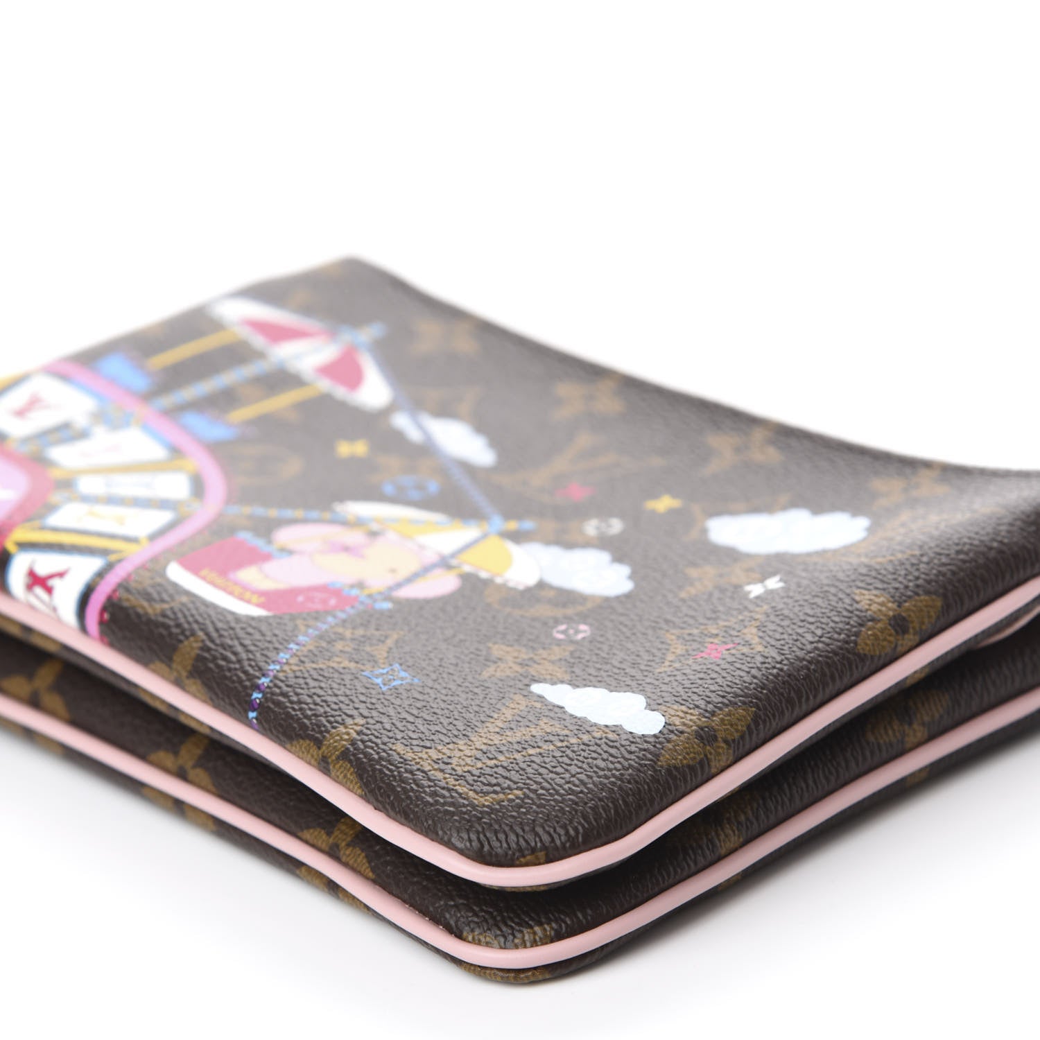 Louis Vuitton Monogram 2020 Christmas Animation Big Wheel Double Zip Pochette Rose Ballerine 7 of 11