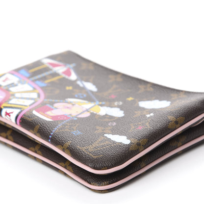Louis Vuitton Monogram 2020 Christmas Animation Big Wheel Double Zip Pochette Rose Ballerine 7 of 11