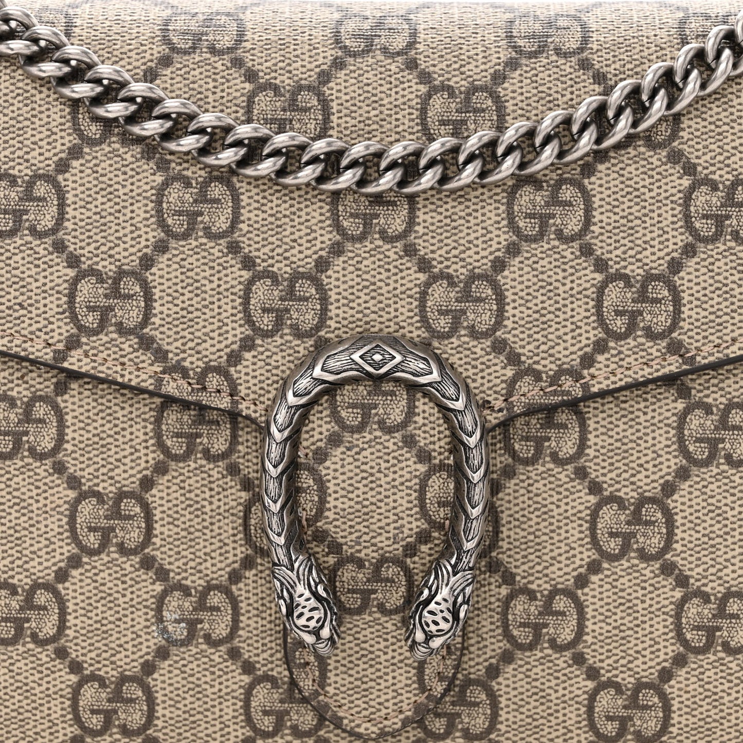 GG Supreme Monogram Mini Dionysus Chain Wallet Beige Taupe