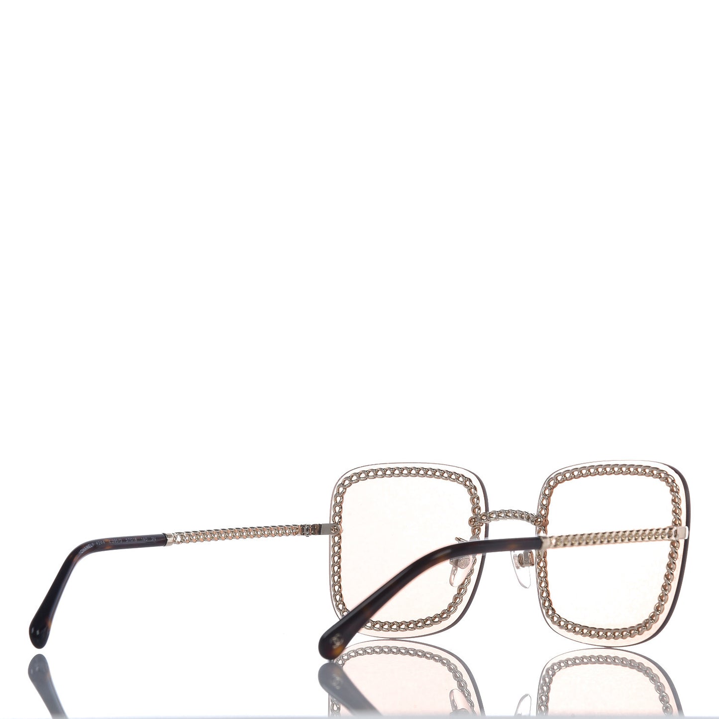 Metal Removable Chain Square Sunglasses 4244 Light Brown