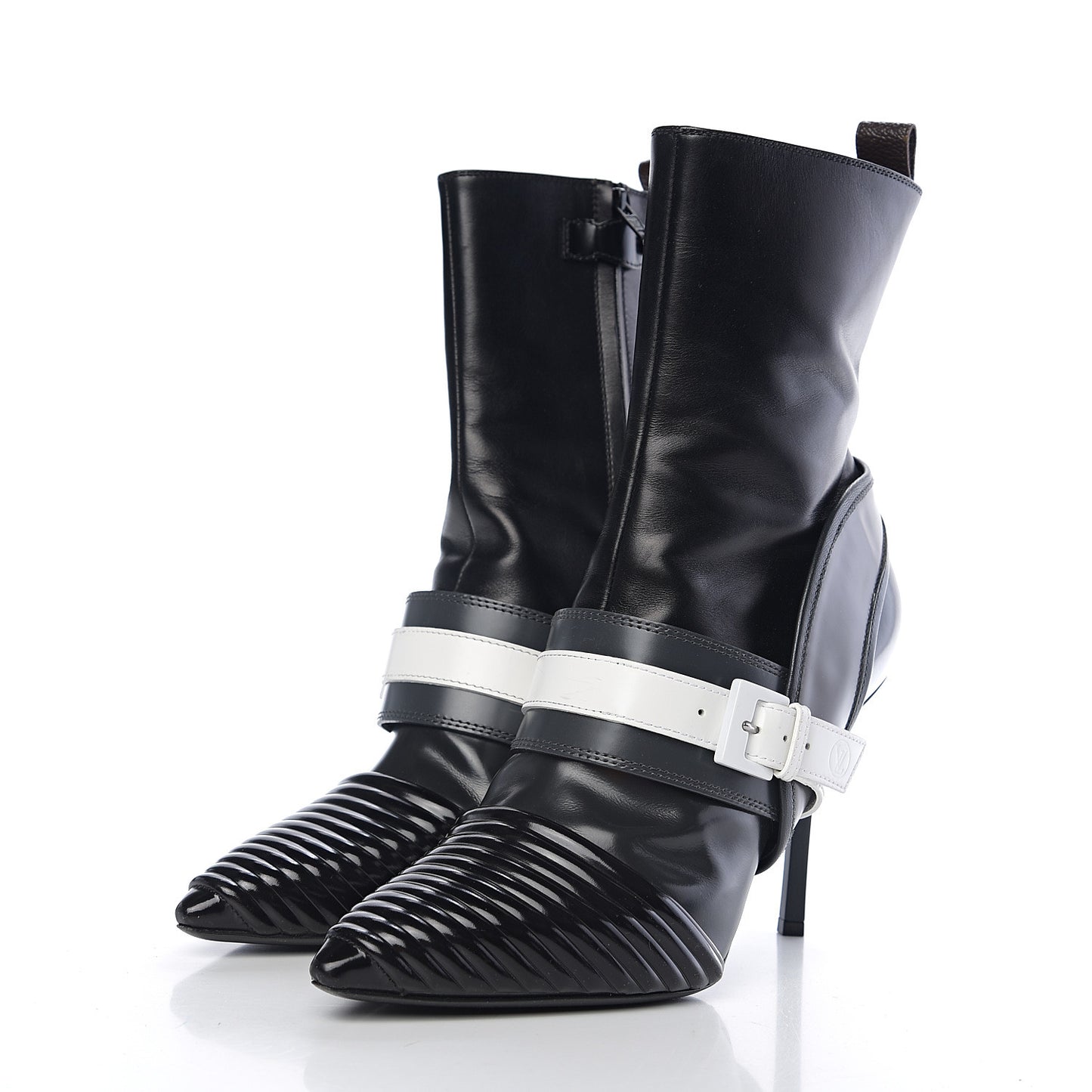Glazed Calfskin Masterpiece Half Boots 39 Black