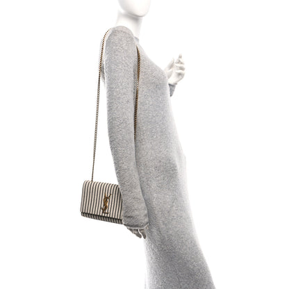 Saint Laurent Canvas Small Striped Kate Satchel Grigio Multicolor 2 of 11