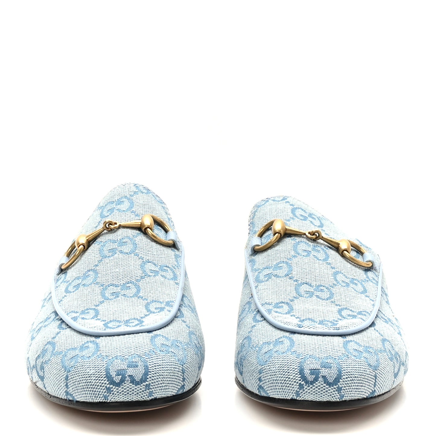 Canvas GG Monogram Nappa Womens Princetown Slippers 36 Porcelain Light Blue Dark Porcelain Light Blue