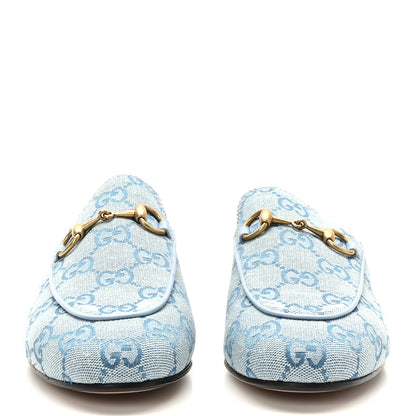 Gucci Canvas GG Monogram Nappa Womens Princetown Slippers 36 Porcelain Light Blue Dark Porcelain Light Blue 2 of 9