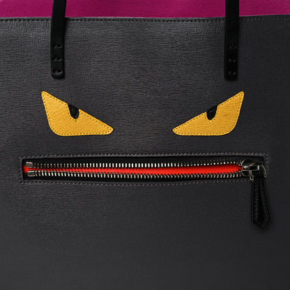 Fendi Vitello Elite Cuoio Monster Buggies Medium Roll Tote Carbone Black Multicolor Magenta 8 of 10